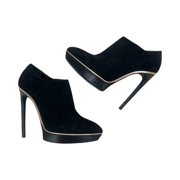 Saint Laurent black platform suede booties size 40.5 - Picture 1 of 9